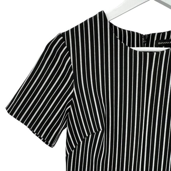 Banana Republic Women's Sheath Dress Size 6 Striped Black White S/S Work Career - Picture 15 of 16